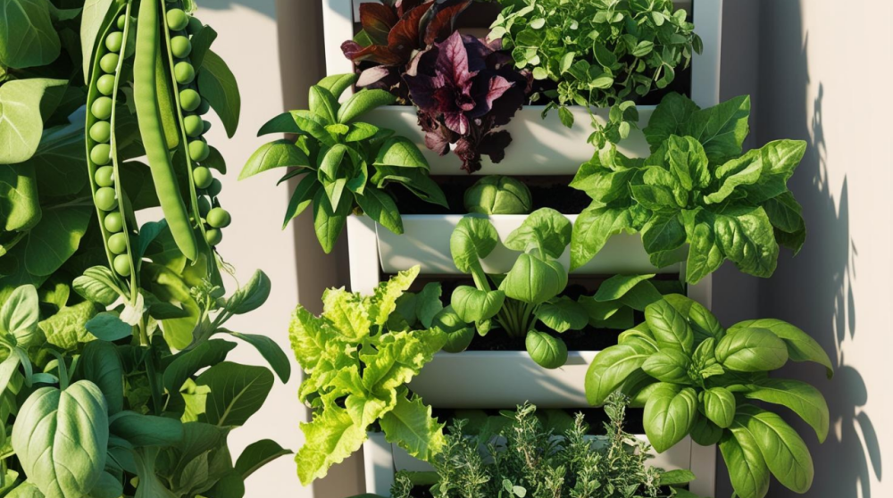 Grow More Food in Less Space - Vegetables Growing in A vertical Garden (AI Generated with Canva)