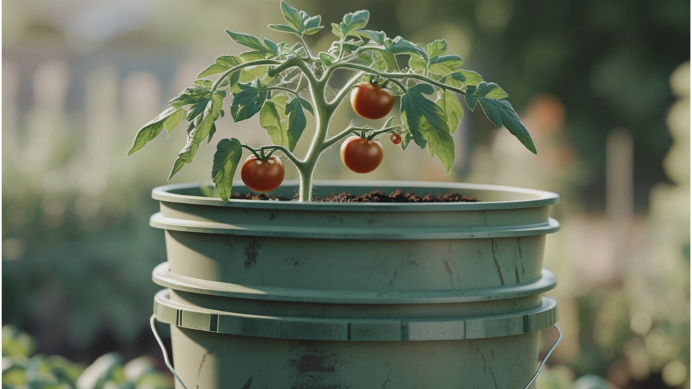 Self Watering Buckets w/Tomato