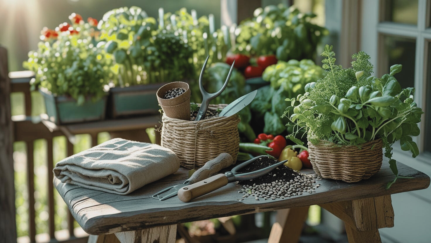 succession planting in small spaces with container garden tools and vegetables