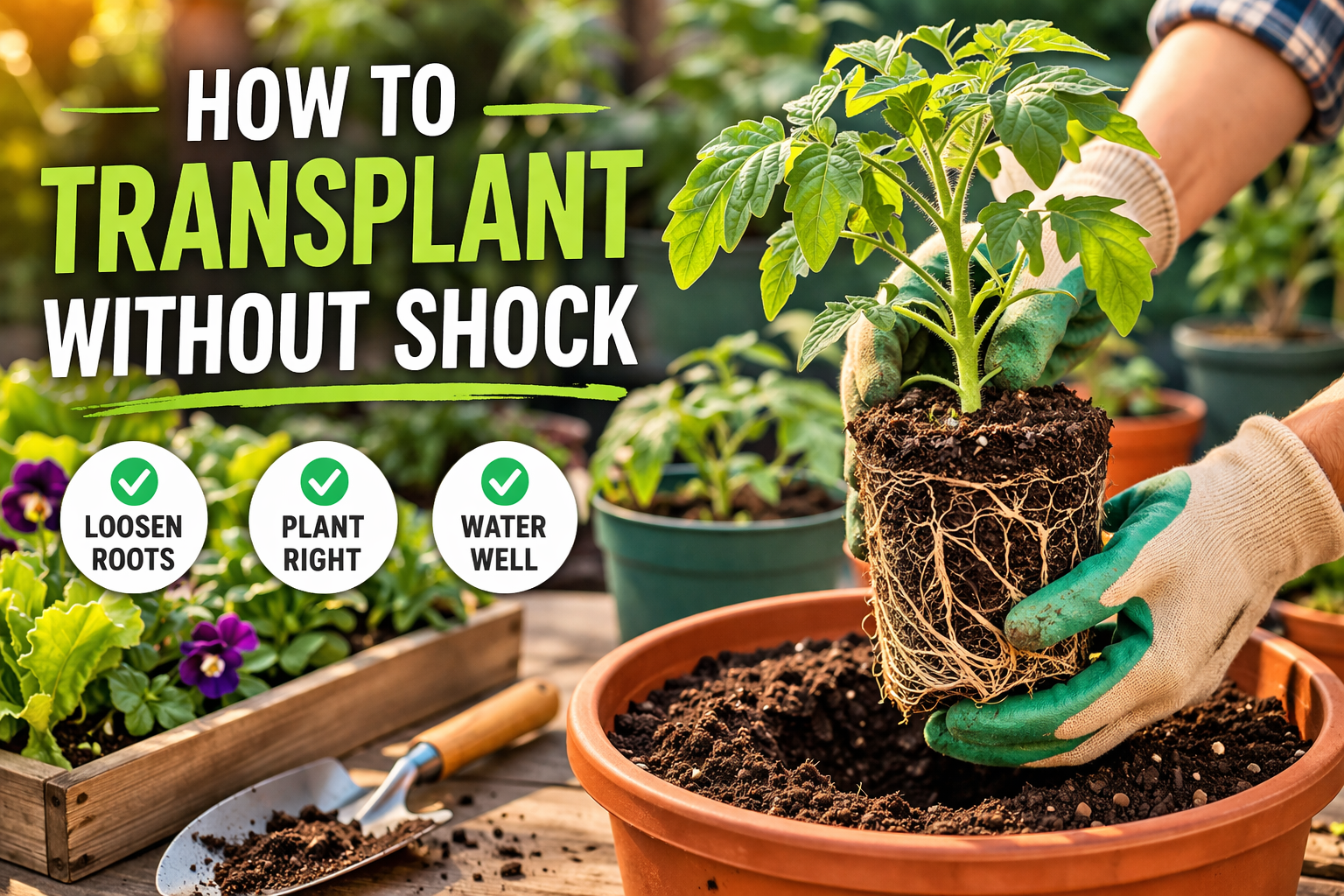 how to transplant without shock in container gardening